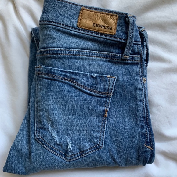 Express mid rise blue skinny jeans